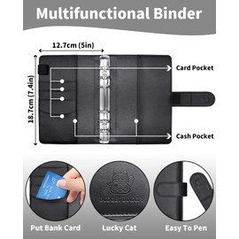Aocii Budget Planner, Budget Binder A6, Money Organiser, Bug Planner with Films, Financial Planner, Household Book with Money Compartments, Envelope Method, Cash Stuffing Set with Magnetic Buckle