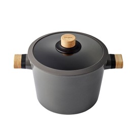 Dr.HOWS Bosque Nonstick Pot 9.5 inch with Glass Lid - Large Soup Pot with Two Oakwood Handles - Strong Ceramic Non-stick Coating - Lightweight, All Stoves and Induction