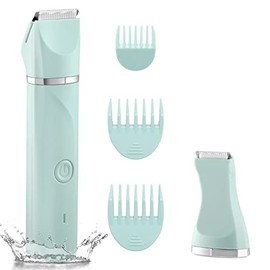 Maquinilla de afeitar eléctrica impermeable para bikini para mujeres, afeitadora de vello púbico, afeitadora recargable con cuchillas cerámicas de enc