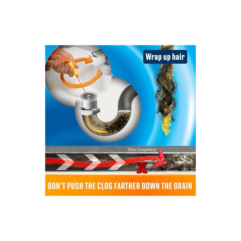 FlexiSnake Drain Weasel - Hair Clog Remover Tool Kit