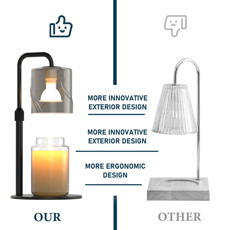 Candle Warmer Lamp with Timer Dimmer, with 2 Bulbs,Adjustable Height,
