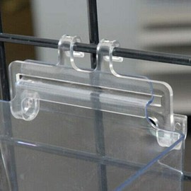 Slatwall to Gridwall Clear Acrylic Bin Adapters for Items with Slatwall Backings, 20 Pack
