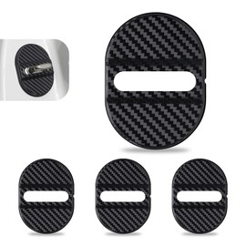 Zikefest Car Door Latches Cover, Carbon Fiber Silicone Car Door Latch Covers, Automotive Door Lock Protection Decoration Accessories, Universal for Most Cars (Black)