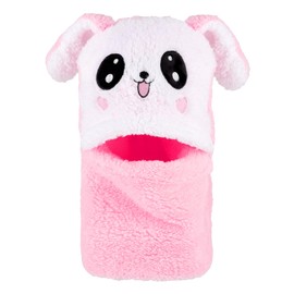 MK MATT KEELY 2 in 1 Kids Hat Hooded Scarf Set Boys Girls Cartoon Rabbit Winter Plush Hoodie Earflap Beanie for Baby Toddlers,Pink,1-4 Years