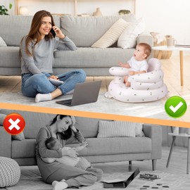 Wuciray Aufblasbarer Baby Sessel Sitzhilfe Leicht und Tragbar Geeignet für 3 Monate bis 36 Monate Werkzeugloses Aufblasen Baby Badewannensitz Babysitz für Camping Urlaub Reise Strand （Olive M）