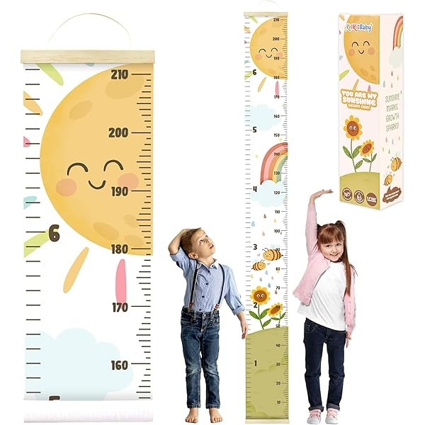 Kids Growth Chart For Wall - 82"x7.9" Premium Canvas Removable