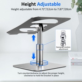 Laptop Stand, Necomi Upgraded Desktop Laptop Stand, 360° +180° Rotation Height Adjustable Laptop Stand, Aluminum Ergonomic Computer Stand for coworking, fits All laptops, Tablets, Books from 10''-17"