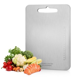 Solaverano Stainless Steel Cutting Board, Non Toxic Cutting Board Chopping Board for Meat Cheese Bread Vegetable Fruit（11.6 * 7.9in)