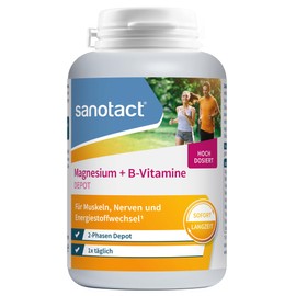 sanotact Magnesium 500 plus B Vitamine 180 Tabletten | Hochdosiertes Magnesium für Muskeln & Nerven | 100% Vegan