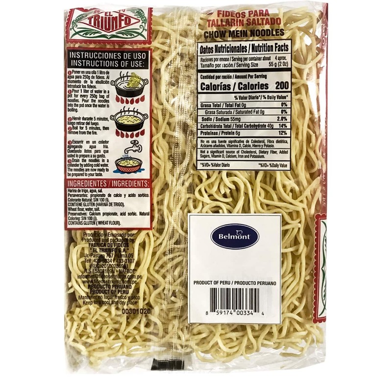 El Triunfo Fideos Chino para Tallarin Saltado Peruano 8.8 oz