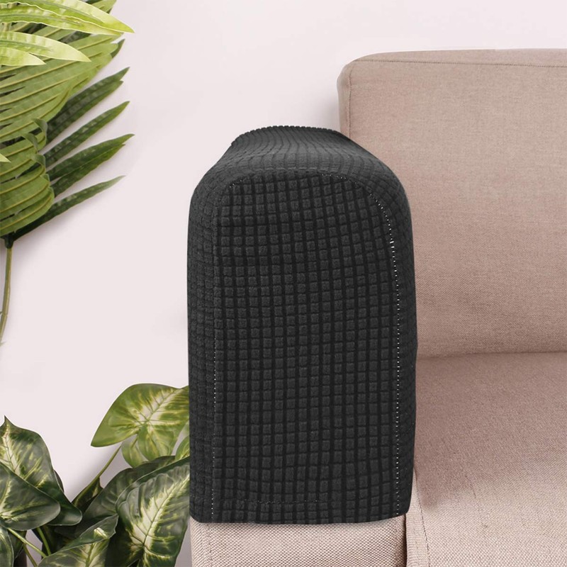 OHPHCALL 2Pcs Elastic Sofa Armrest Cover Black Soft Protector Towels
