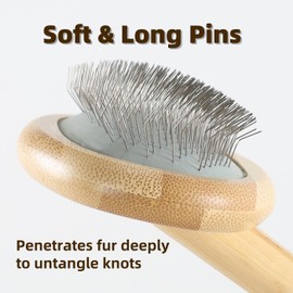 Vimfashi Wooden Dog Slicker Brush for Shedding Medium or Long Haired Dogs Cats Wool Carpet Cleaner WireSlicker Carding, Unmats Fur & Restores Like New, To Fluff Fleeces, Sherpa, Faux Fur Blankets M