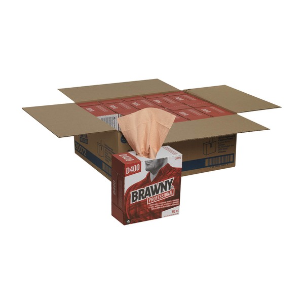 Brawny Professional D400 Disposable Cleaning Towel by GP PRO (Georgia-Pacific), 20072, Orange (10 Boxes, 90 Wipers per Box)