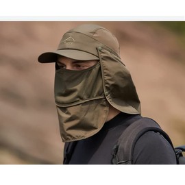 LeafIn Men's Sun Protection Hat, Fishing Hat, Gardening, Shade Hat, Mesh, UV Protection, Sun Protection, 4-Way Folding, Fishing, Climbing, Sun Visor,, green