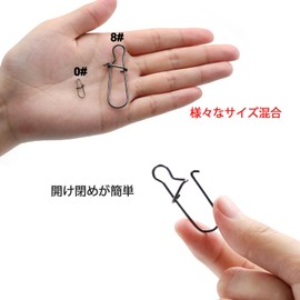 9KM DWLIFE Quick Snap High Strength Fastlock Clip Stainless Steel Fishing Connector Safety Snap Black 2#50pcs