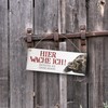 Metal Sign with Turtle Motif and Saying "Betreten auf eigene