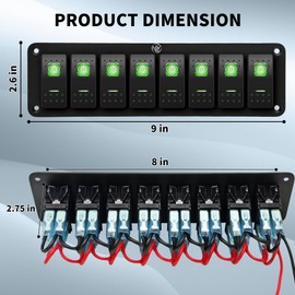 8 Gang Switch Panel 12v 24v Dc Toggle Switch Panel 5 Pin On Off Prewired Marine Switch Panel Waterproof Switch Panel for Automotive Boat Marine Truck Jeep Off-Road Bus Rv