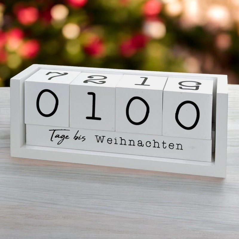 MIJOMA Yearly Countdown Calendar Wooden Cube - Permanent Yearly Table