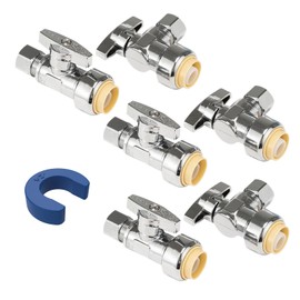 WMAXPFIT (Pack of 6) Push Fit 1/4 turn Stop Water Shut Off Valve Value Pack 3pcs 1/2 push fit x 3/8 OD Straight Stops & 3pcs 1/2 push fit x 3/8 ODAngle Stops For PEX, CPVC, Copper, LF Brass…