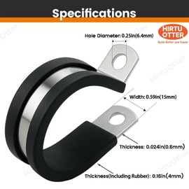 30 PCS 5/8 Inch 304 Stainless Steel Cable Clamps with Rubber Coated Cushion – Insulated Wire Clamps for Automotive, Pipe, Tube, Hose, Lines & Cord Installation (DN 16mm)