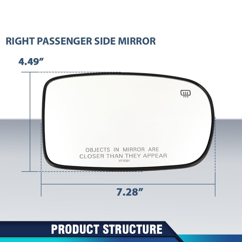 PIT66 Mirror Glass Passenger Side Compatible with Chrysler 200 300