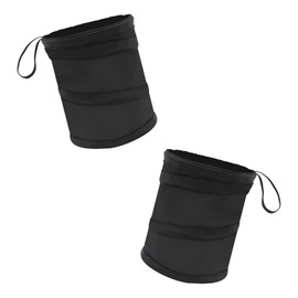 UHANBUT Collapsible Car Trash Can, Mini Portable Automotive Garbage Bag, Pop-Up Vehicle Rubbish Bin, Waterproof Waste Basket Bin with Magic Sticker, Hanging Washable Auto Trash Bag (2PCS)