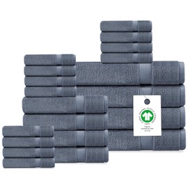 Delara Organic Cotton Luxuriously Plush Bath Towel 20 Piece Set|GOTS & Oeko-TEX Certified|Premium Hotel Quality Towels|Feather Touch Technology|650 GSM Long Staple|Soft, Quick Dry & Ultra-Absorbent