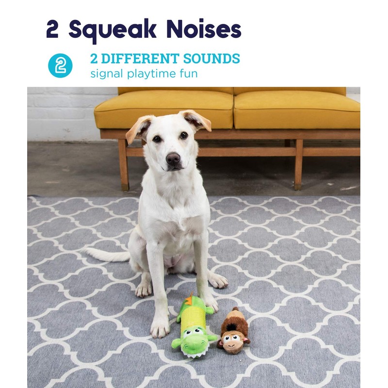 Petstages Stuffing-Free Big Squeak Gator Plush Dog Toy, Medium