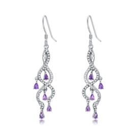 DOTOUJOUR Natural Amethyst Dangle Earring for Women 925 Sterling Silver Snake Real Amethyst Earring Jewelry Gift for Her Wife Mom