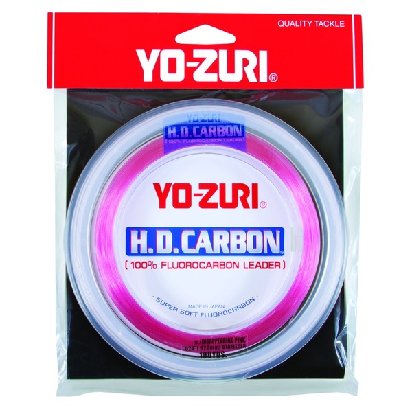 Yo-Zuri H.D. Fluorocarbon Wrist Spool 100-Yard Leader Line, Pink, 60-Pound
