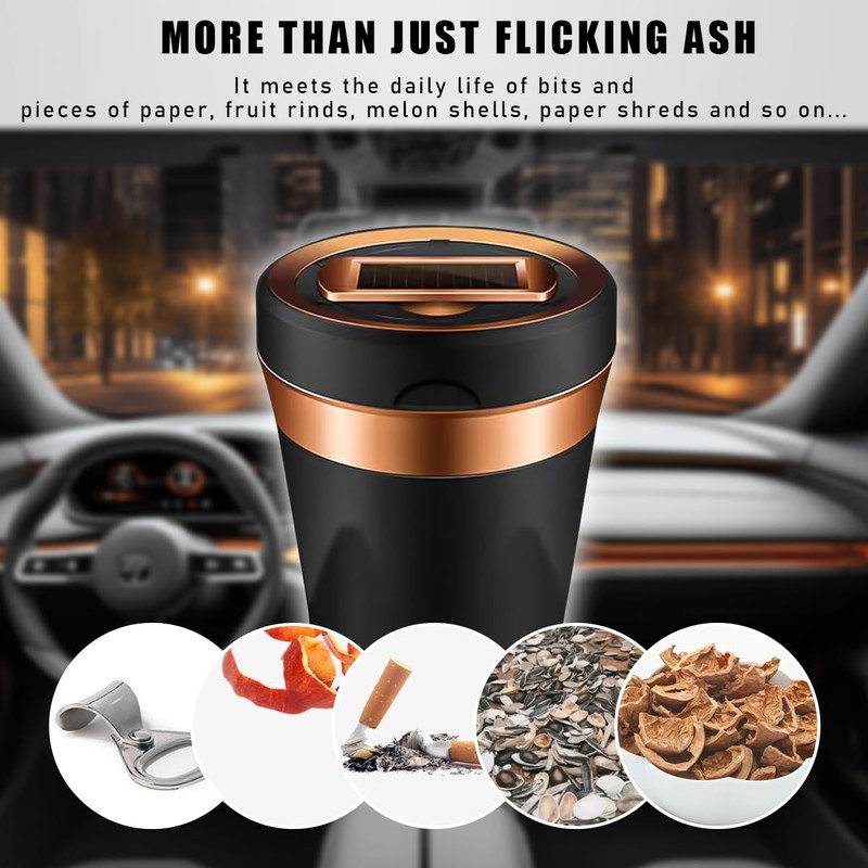 Sylvil Car Ashtray, Auto Ashtray with Cigar Electronic Lighter Solar