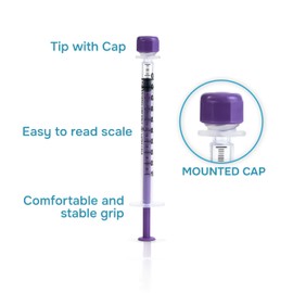 MediVena ONE-CARE Lab Syringes 1ml ENFit with Mounted Cap, Sterile, Low Dead Space, 30/bx Blister-Packed Syringes