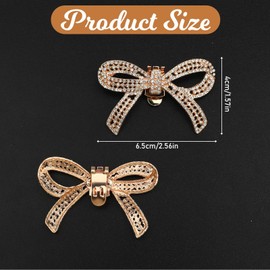 HKYLRAT 2pcs Rhinestone Shoe Clips, Classic Detachable Bow Heels Accessories Shoe Decoration Fashion Bridal Wedding Shoe Charms (Gold)