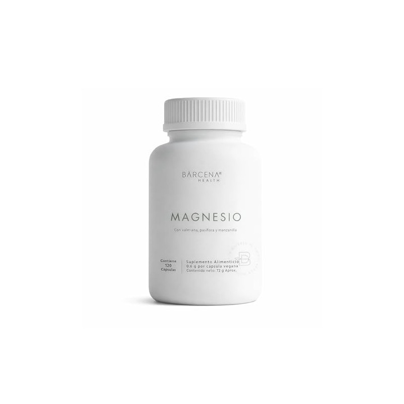 Glicinato Magnesio 400mg 120 Cápsulas Veganas Valeriana Pasiflora Manzanilla Suplemento