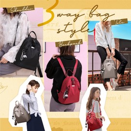 DESAFIANTE Women's Backpack, Small, Waterproof, Lightweight, Nylon, Backpack, Korea, Multiple Storage, Black + front zipper