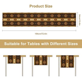 Aztec Table Runner,Native American Ethnic South Western Navajo Mexican Decor Boho Geimetric Table Runner Tribal Table Setting Decor for Garden Farmhouse Wedding 13x72 Inch