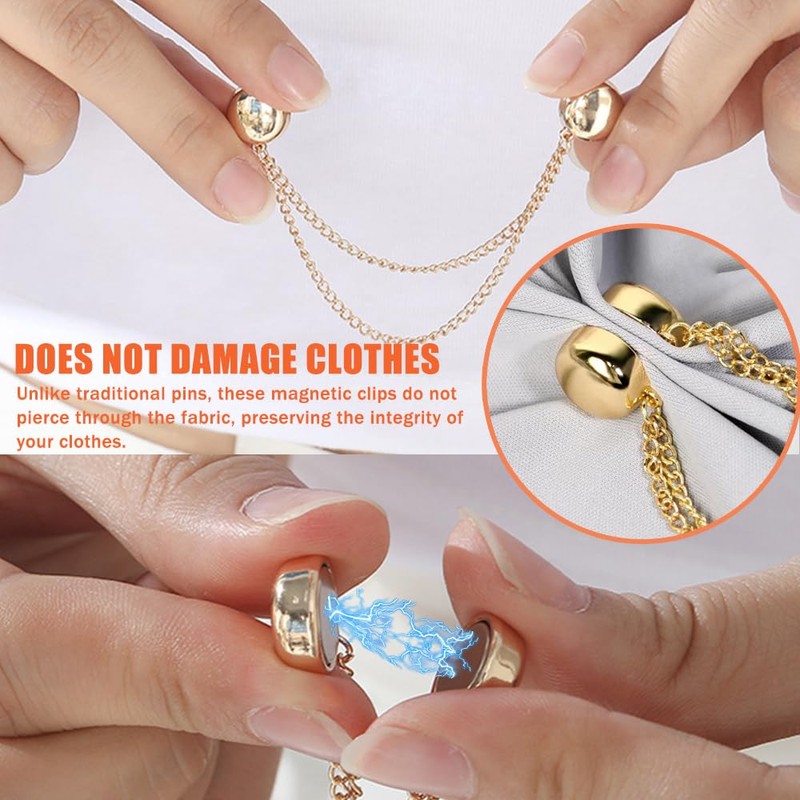 Ouliget Multi-Function Magnetic Clothing Clips,Pinless Brooch Chain Magnetic Buttons Shawl