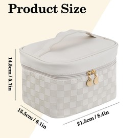 PU Leather Make Up Bag, Travel Cosmetic Bag, Waterproof Toiletry Bag for Women with Brush Compartment, Make Up Cosmetic Bag for Daily Use and Travel, Large Capacity