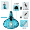 Qufute Mid-Century Modern Plug in Pendant Light Fixture,Blue Glass Pendant