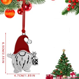 Christmas Gnome Ornaments Decoration, 2024 Solid Pewter Christmas Tree Hanging Ornament Handcrafted Metal for Christmas Trees Home Party Party Gifts (Santa Gnome)