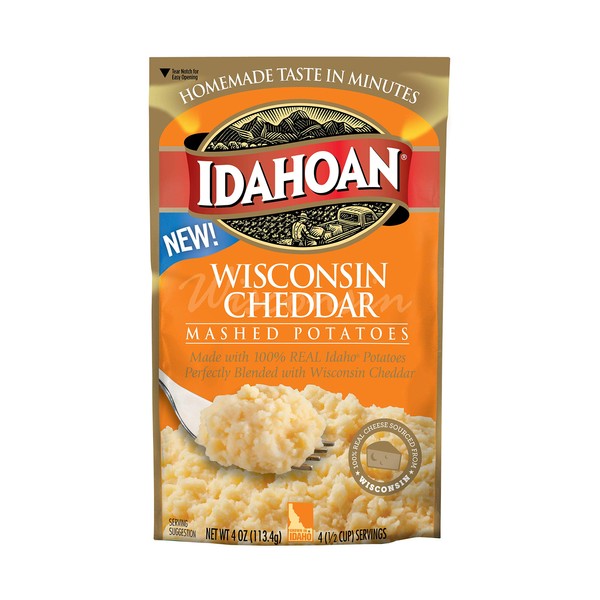 Idahoan Wisconsin Cheddar Mashed Potatoes, 12 Pouches (4 Servings Each)