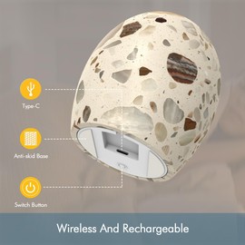 sunwings Natural Marble Egg Night Light for Kids, Rechargeable Portable LED Touch Control Baby Nursery Nightlight, 5 Colors Changing Dimmable Table Lamps for Bedroom