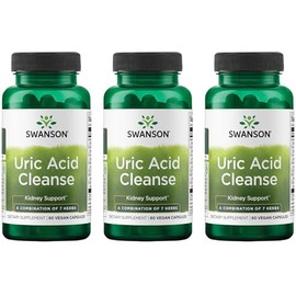 Swanson Uric Acid Cleanse - Natural Supplement Promoting Kidney Support - Features a Powerful Combination of 7 Herbs - (60 Veggie Capsules) (3 Pack)