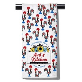 POFULL Portuguese Rooster Gift Grandma Kitchen Gift Love Served Here Gift Housewarming Gift Portuguese Grandma Kitchen Towel (Avó's Kitchen CA)