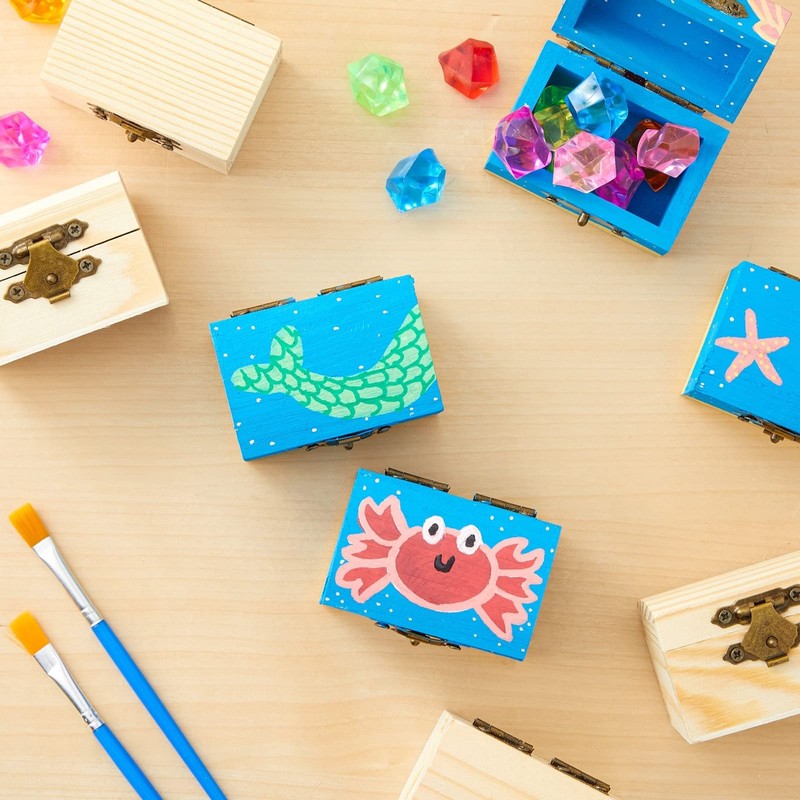Wooden Treasure Chest with Curved Lid and Metal Clasp, DIY