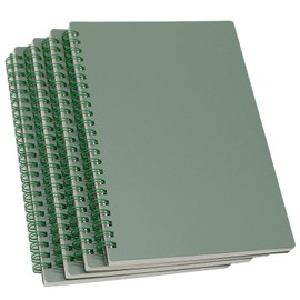 Yansanido Spiral Notebook, 4 Pcs A5 Thick Plastic Dark Green Hardcover 8mm Ruled 80 Sheets -160 Pages Journals for Study and Notes (Ruled-4pcs Dark Green, A5)