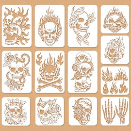 13Pcs Halloween Stencils, Skull Stencils for Halloween Decor