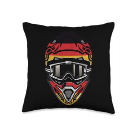 Motocross Dirt Bike BMX Rider Helmet Graphic Motocross Helmet with Flag of Germany Throw Pillow, 16x16, Multicolor