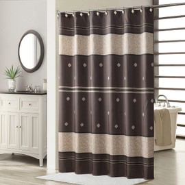 D DS CURTAIN Seville Brown Polyester Bronze Printed Waterproof Fabric Farmhouse Chocolate Vintage Shower Curtain for Bathroom,72" W x 72" H