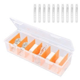 Anseom Cable Storage Box with 7 Compartments and 10 Cable Ties Transparent Cable Management Box Charging Cable Organiser Cable Box Plastic for Desk Storage